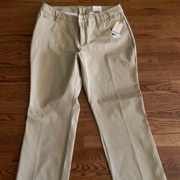 khaki straight leg pants